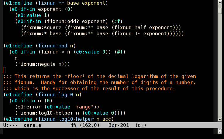 A screenshot of Emacs with epsilon mode